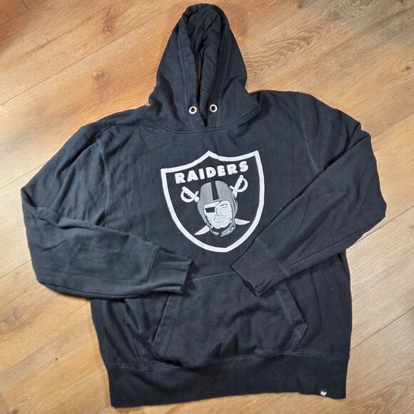 Oakland Raiders 47 Brand Hoodie Men XL Black Big Shield Logo NFL Las Vegas - Picture 1 of 10